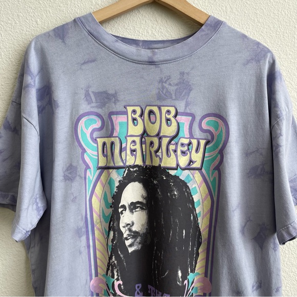 ZION ROOTSWEAR Purple Tie-Dye Bob Marley & The Wailers Short Sleeve Graphic Tee - Picture 2 of 9